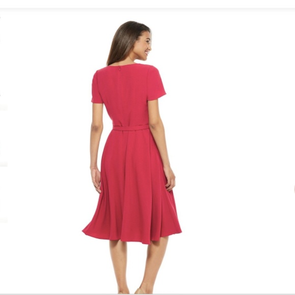 GAL MEETS GLAM New $188 Raspberry MIDI swing Dress - Picture 7 of 8
